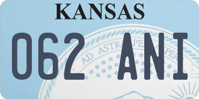 KS license plate 062ANI
