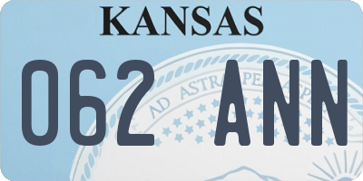 KS license plate 062ANN