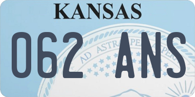 KS license plate 062ANS