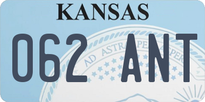 KS license plate 062ANT