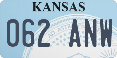 KS license plate 062ANW