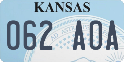 KS license plate 062AOA