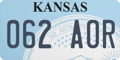 KS license plate 062AOR