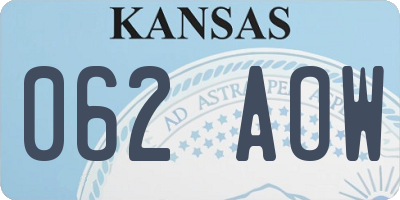 KS license plate 062AOW