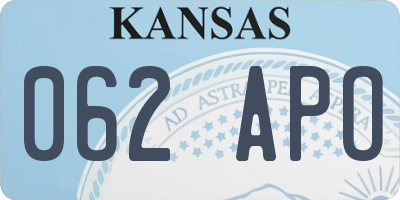 KS license plate 062APO