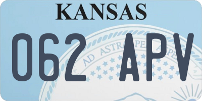 KS license plate 062APV