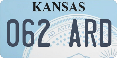 KS license plate 062ARD