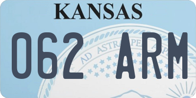 KS license plate 062ARM