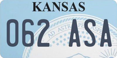 KS license plate 062ASA