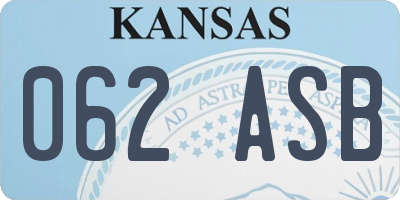 KS license plate 062ASB
