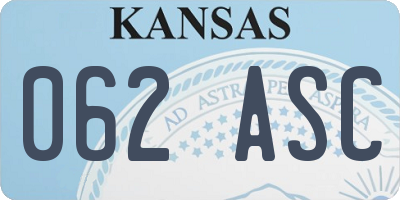 KS license plate 062ASC