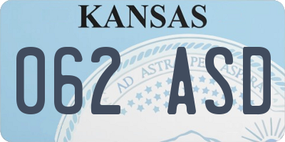 KS license plate 062ASD