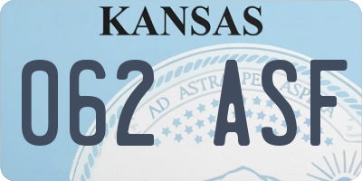 KS license plate 062ASF