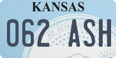 KS license plate 062ASH