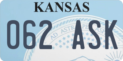 KS license plate 062ASK