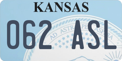 KS license plate 062ASL