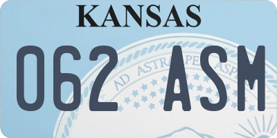 KS license plate 062ASM