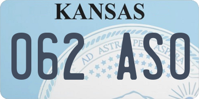 KS license plate 062ASO