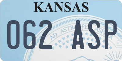 KS license plate 062ASP