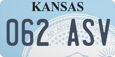 KS license plate 062ASV