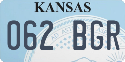 KS license plate 062BGR