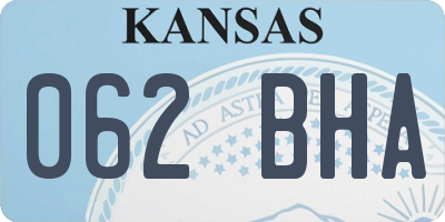 KS license plate 062BHA