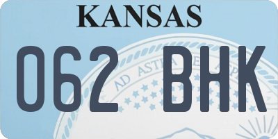 KS license plate 062BHK