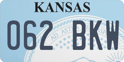KS license plate 062BKW