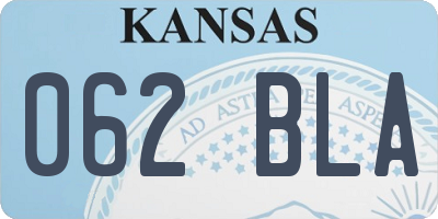 KS license plate 062BLA