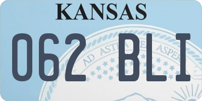 KS license plate 062BLI