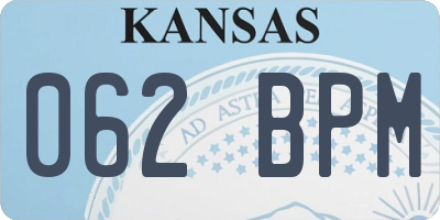 KS license plate 062BPM