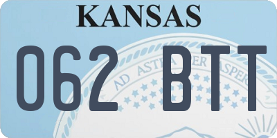 KS license plate 062BTT