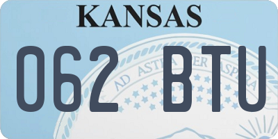 KS license plate 062BTU