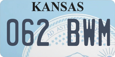 KS license plate 062BWM