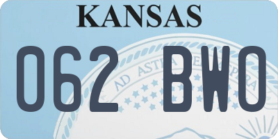 KS license plate 062BWO