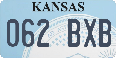 KS license plate 062BXB