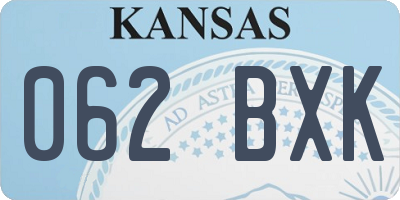 KS license plate 062BXK