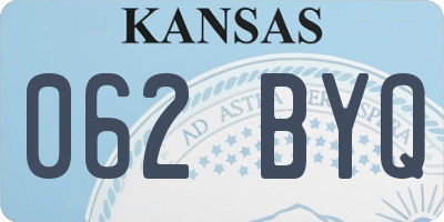 KS license plate 062BYQ