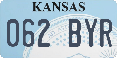 KS license plate 062BYR