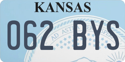 KS license plate 062BYS
