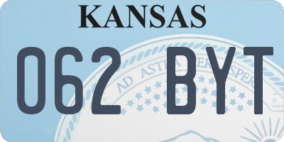 KS license plate 062BYT