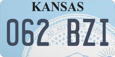 KS license plate 062BZI