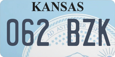 KS license plate 062BZK