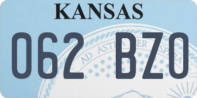 KS license plate 062BZO