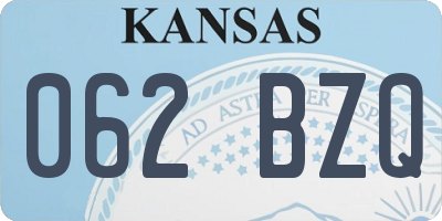 KS license plate 062BZQ