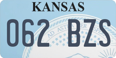 KS license plate 062BZS