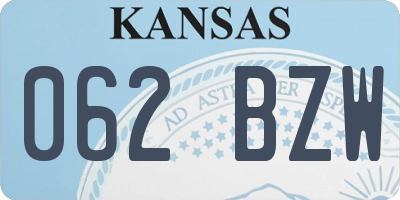 KS license plate 062BZW