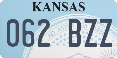 KS license plate 062BZZ