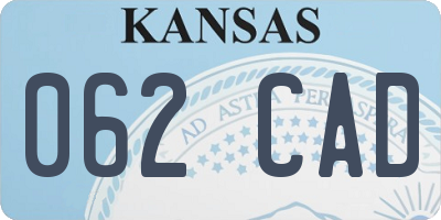 KS license plate 062CAD