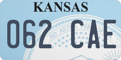 KS license plate 062CAE